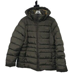 The North Face Womens XXL Gotham II Down Puffer Jacket Olive Green Camo Logo
